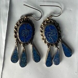 Blue Dangle Earrings Fish Shape Vintage Retro Unique